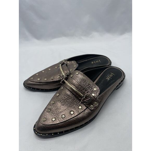 Joie Taran Metallic Bronze Studded Leather Slip-On Mules Women’s Size 7 - Picture 1 of 11